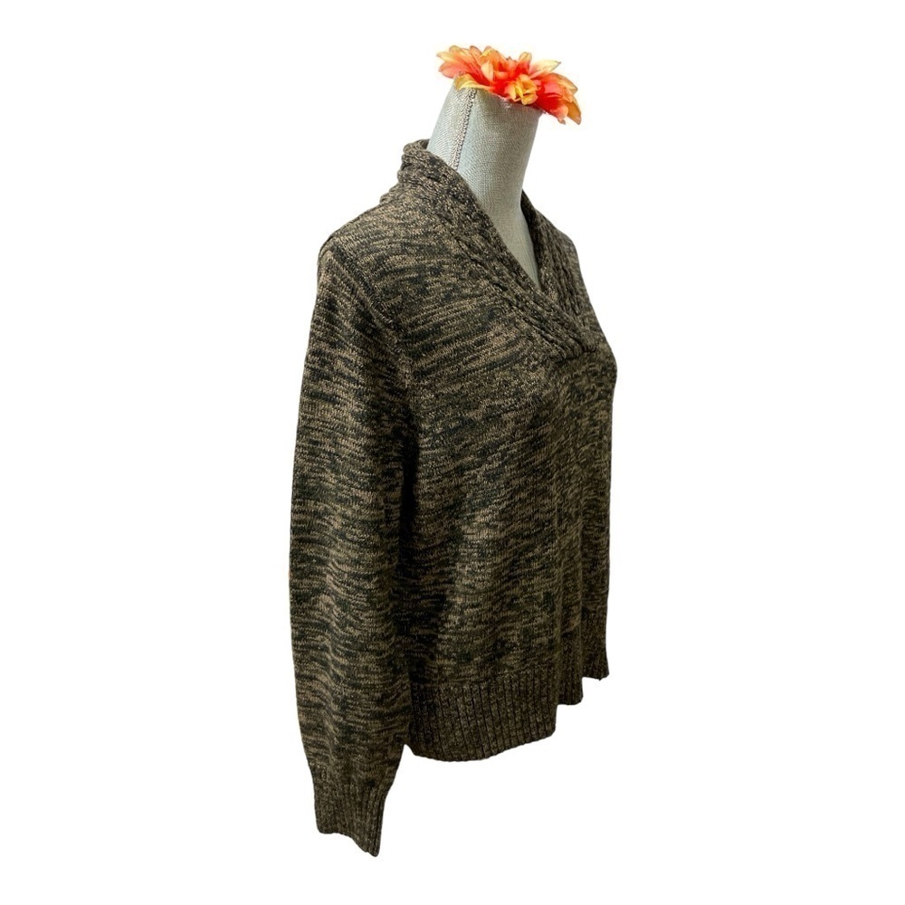 VTG Jeanne Pierre Marled Knit Shawl Collar Sweater | 100% Cotton | Brown Neutral - Picture 3 of 10
